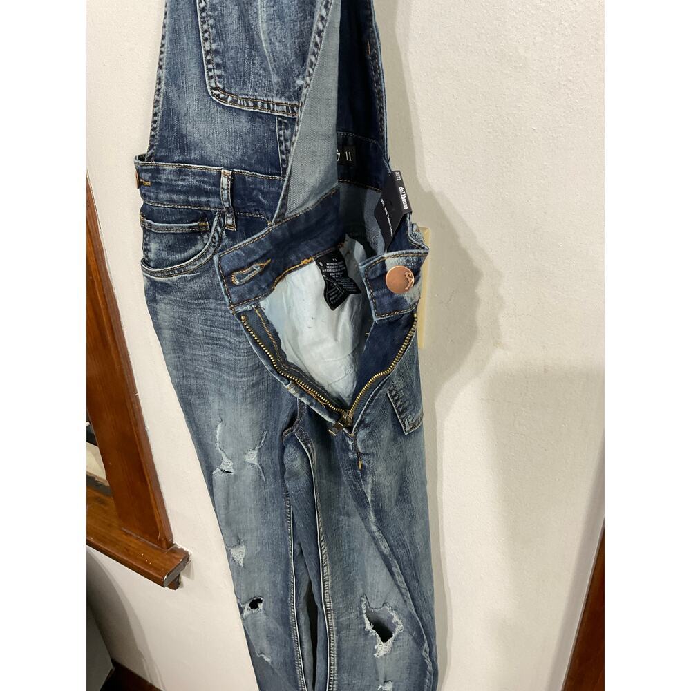 NWT Dollhouse Blue Distressed Denim Overalls Women’s Size 11 Juniors - Picture 5 of 7
